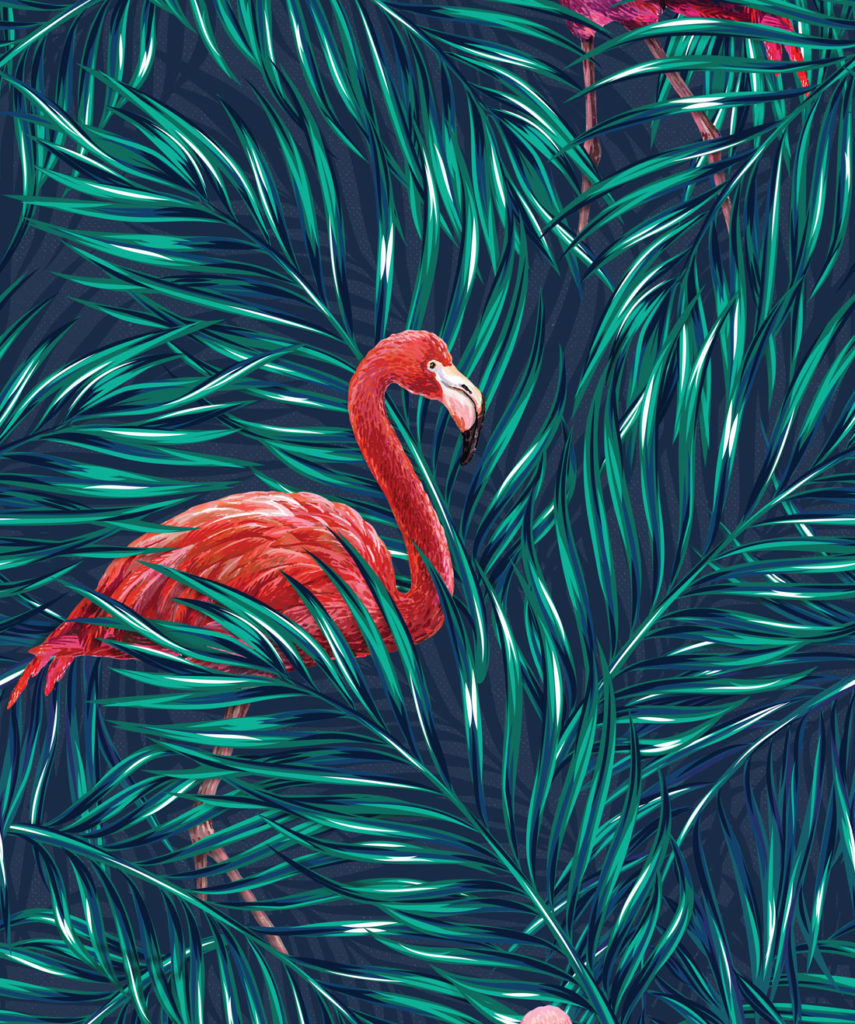 Tropical Flamingos • Bold Jungle mix of Pink Flamingos • Milton & King AUS