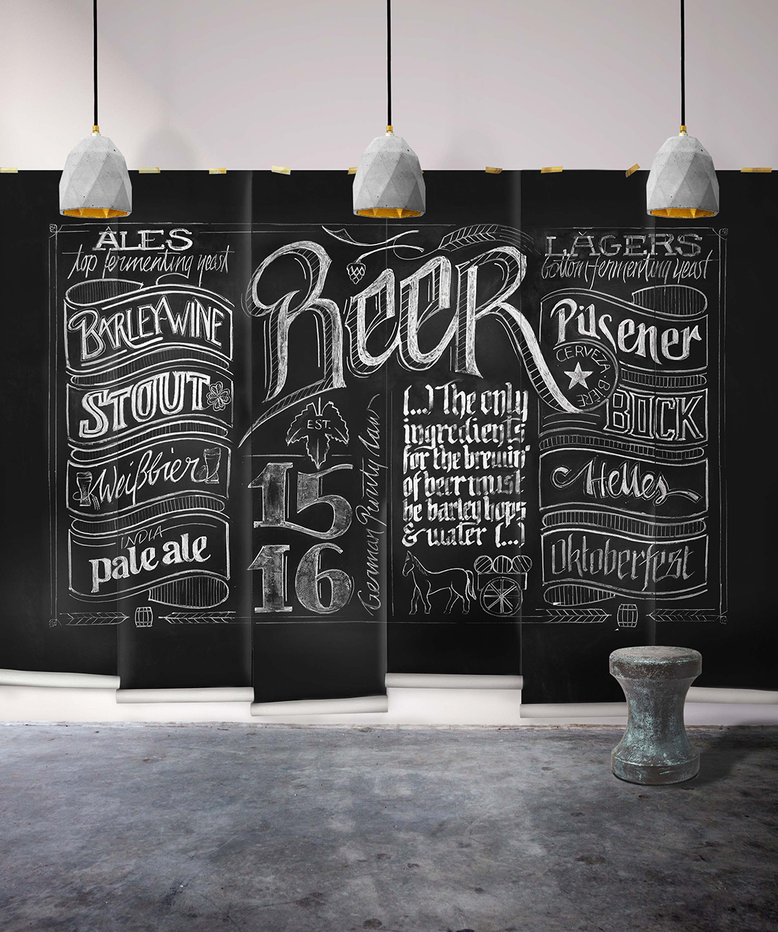 Chalkboard Beer Wall Mural Cool Man Cave Design Milton King UK